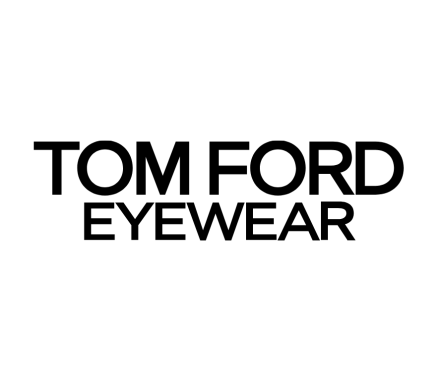Schriftzug "TOM FORD EYEWEAR" in schwarzer Schrift auf weißem Hintergrund.